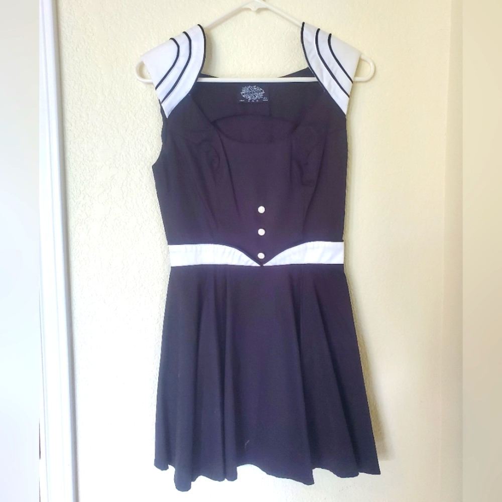 Black and White Pinup / Sailor Dress S/M Casual Costume